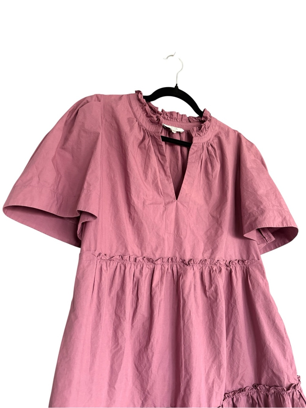 Sea New York Pink Tiered Ruffle Mini Dress Cotton Boho Romantic Size M - Flaw - Picture 3 of 6